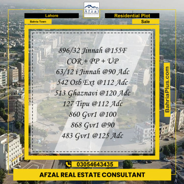 Residential Plot for Sale in Sector E - Jinnah Block -  Bahria Town, Lahore - (BP-158981)