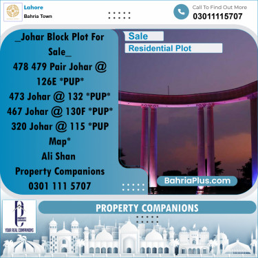 Residential Plot for Sale in Sector E - Johar Block -  Bahria Town, Lahore - (BP-159011)
