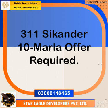 Residential Plot for Sale in Sector F - Sikander Block -  Bahria Town, Lahore - (BP-159030)