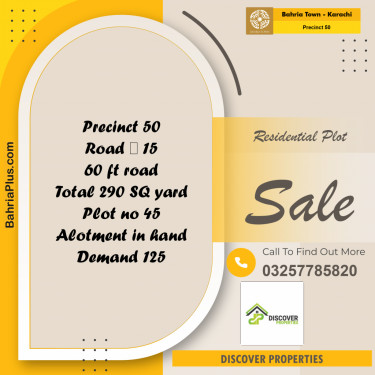 Residential Plot for Sale in Precinct 50 -  Bahria Town, Karachi - (BP-159053)