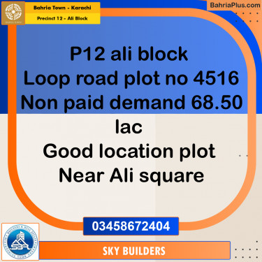 125 Sq. Yards Residential Plot for Sale in Precinct 12 - Ali Block -  Bahria Town, Karachi - (BP-159077)