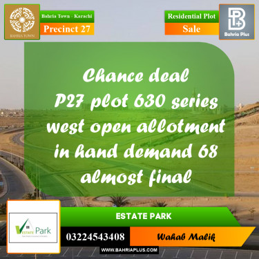 Residential Plot for Sale in Precinct 27 -  Bahria Town, Karachi - (BP-159078)