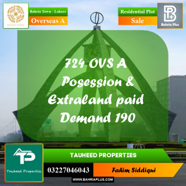 Residential Plot for Sale in Overseas A -  Bahria Town, Lahore - (BP-159142)