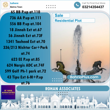 Residential Plot for Sale in Bahria Town, Lahore - (BP-159206)