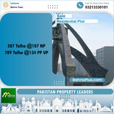 Residential Plot for Sale in Sector F - Talha Block -  Bahria Town, Lahore - (BP-159215)