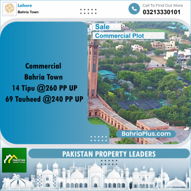 Commercial Plot for Sale in Sector F - Tipu Sultan Block -  Bahria Town, Lahore - (BP-159220)