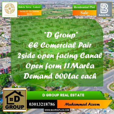 Residential Plot for Sale in Sector D - EE Multan Block -  Bahria Town, Lahore - (BP-159236)
