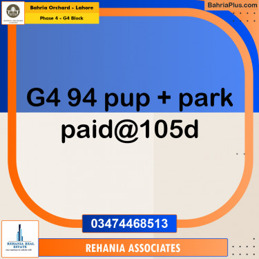 Residential Plot for Sale in Phase 4 - G4 Block -  Bahria Orchard, Lahore - (BP-159279)
