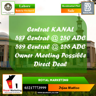 Residential Plot for Sale in Phase 1 - Central District -  Bahria Orchard, Lahore - (BP-159342)