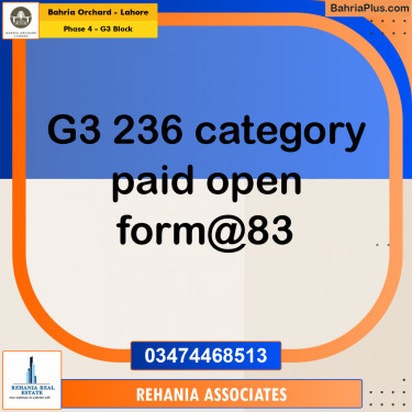 Residential Plot for Sale in Phase 4 - G3 Block -  Bahria Orchard, Lahore - (BP-159359)
