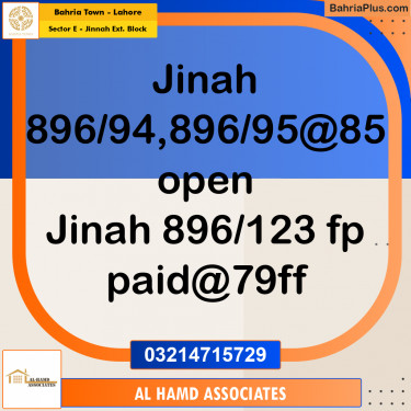 Residential Plot for Sale in Sector E - Jinnah Ext. Block -  Bahria Town, Lahore - (BP-159364)