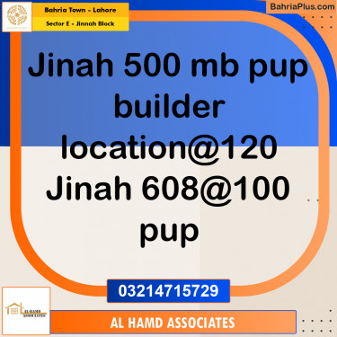 Residential Plot for Sale in Sector E - Jinnah Block -  Bahria Town, Lahore - (BP-159365)