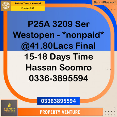 125 Sq. Yards Residential Plot for Sale in Precinct 25A -  Bahria Town, Karachi - (BP-159367)