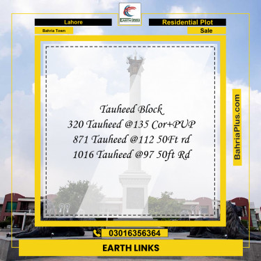 Residential Plot for Sale in Sector F - Tauheed Block -  Bahria Town, Lahore - (BP-159438)