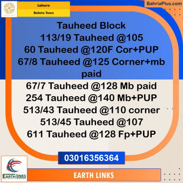 Residential Plot for Sale in Sector F - Tauheed Block -  Bahria Town, Lahore - (BP-159442)