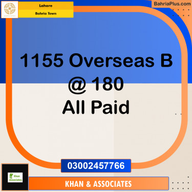 Residential Plot for Sale in Overseas B -  Bahria Town, Lahore - (BP-159542)
