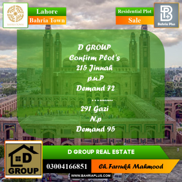 Residential Plot for Sale in Sector E - Jinnah Block -  Bahria Town, Lahore - (BP-159586)