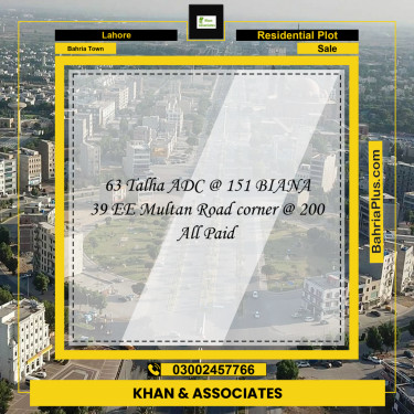 Residential Plot for Sale in Sector F - Talha Block -  Bahria Town, Lahore - (BP-159632)
