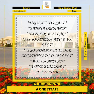 Residential Plot for Sale in Bahria Orchard, Lahore - (BP-159689)