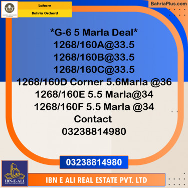 Residential Plot for Sale in Phase 4 - G6 Block -  Bahria Orchard, Lahore - (BP-159706)