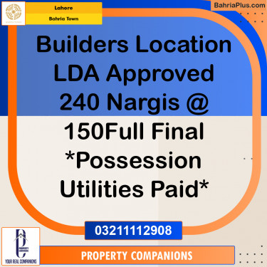 Residential Plot for Sale in Sector C - Nargis/Hussain Block -  Bahria Town, Lahore - (BP-159720)