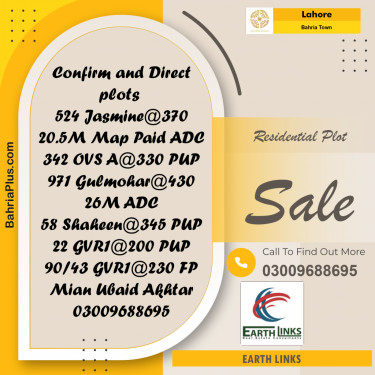 Residential Plot for Sale in Sector C - Jasmine Block -  Bahria Town, Lahore - (BP-159778)