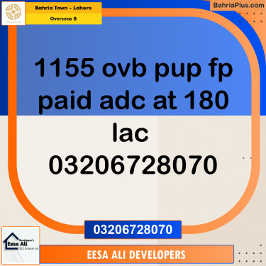 Residential Plot for Sale in Overseas B -  Bahria Town, Lahore - (BP-159790)