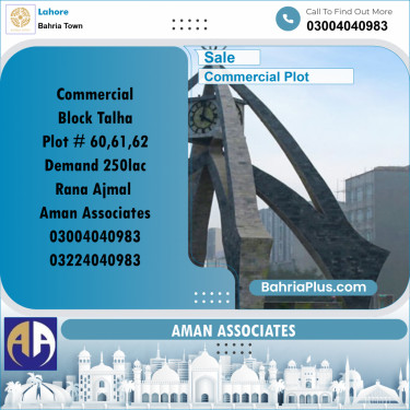 Commercial Plot for Sale in Sector F - Talha Commercial -  Bahria Town, Lahore - (BP-159840)