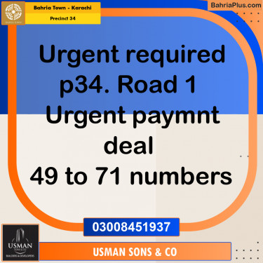 250 Sq. Yards Residential Plot for Sale in Precinct 34 -  Bahria Town, Karachi - (BP-159856)