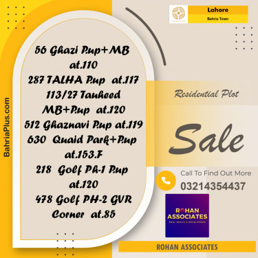 Residential Plot for Sale in Sector F - Ghazi Block -  Bahria Town, Lahore - (BP-159860)