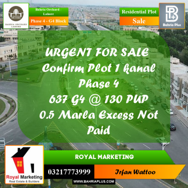Residential Plot for Sale in Phase 4 - G4 Block -  Bahria Orchard, Lahore - (BP-159885)