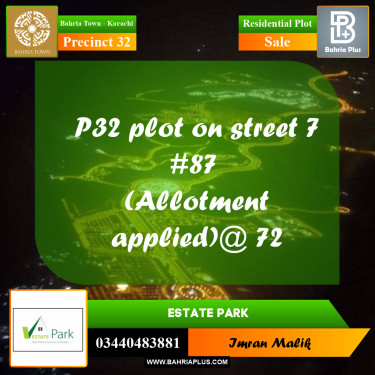 250 Sq. Yards Residential Plot for Sale in Precinct 32 -  Bahria Town, Karachi - (BP-159896)