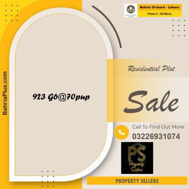 Residential Plot for Sale in Phase 4 - G6 Block -  Bahria Orchard, Lahore - (BP-159904)