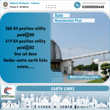Residential Plot for Sale in Phase 4 - G4 Block -  Bahria Orchard, Lahore - (BP-159907)