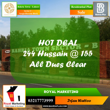 Residential Plot for Sale in Sector C - Nargis/Hussain Block -  Bahria Town, Lahore - (BP-159946)