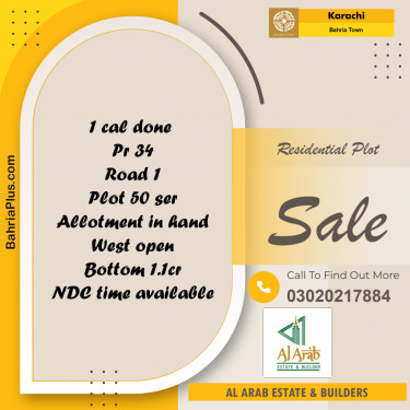 250 Sq. Yards Residential Plot for Sale in Precinct 34 -  Bahria Town, Karachi - (BP-159960)