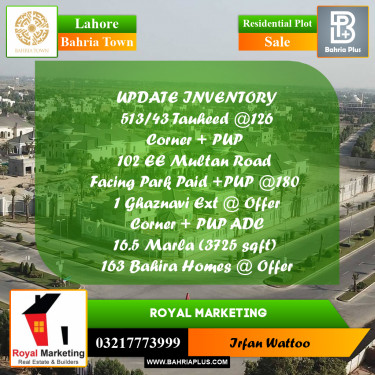 Residential Plot for Sale in Sector F - Tauheed Block -  Bahria Town, Lahore - (BP-159974)