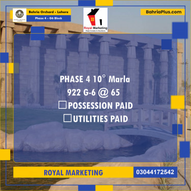 Residential Plot for Sale in Phase 4 - G6 Block -  Bahria Orchard, Lahore - (BP-160025)