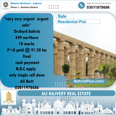 Residential Plot for Sale in Phase 1 - Northern District -  Bahria Orchard, Lahore - (BP-160037)