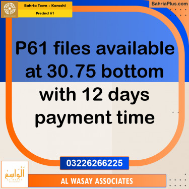 125 Sq. Yards Residential Plot for Sale in Precinct 61 -  Bahria Town, Karachi - (BP-160041)