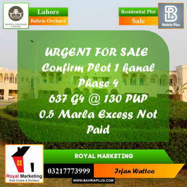 Residential Plot for Sale in Phase 4 - G4 Block -  Bahria Orchard, Lahore - (BP-160083)