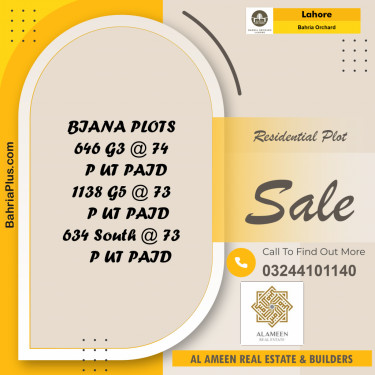 Residential Plot for Sale in Phase 4 - G3 Block -  Bahria Orchard, Lahore - (BP-160084)