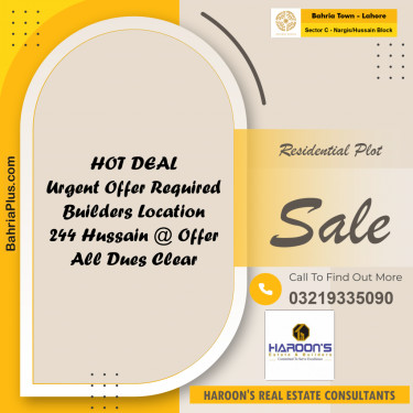 Residential Plot for Sale in Sector C - Nargis/Hussain Block -  Bahria Town, Lahore - (BP-160173)
