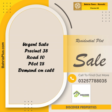 1000 Sq. Yards Residential Plot for Sale in Precinct 38 -  Bahria Town, Karachi - (BP-160193)