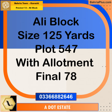 125 Sq. Yards Residential Plot for Sale in Precinct 12 - Ali Block -  Bahria Town, Karachi - (BP-160249)
