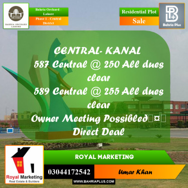 Residential Plot for Sale in Phase 1 - Central District -  Bahria Orchard, Lahore - (BP-160266)