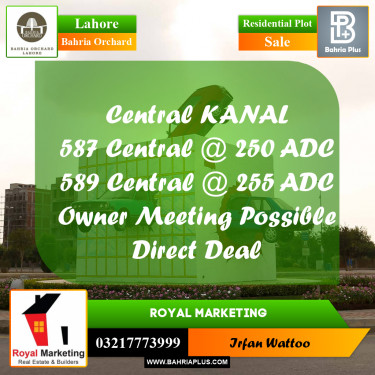 Residential Plot for Sale in Phase 1 - Central District -  Bahria Orchard, Lahore - (BP-160285)