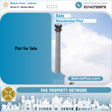 Residential Plot for Sale in Sector E - Nishtar Block -  Bahria Town, Lahore - (BP-160293)