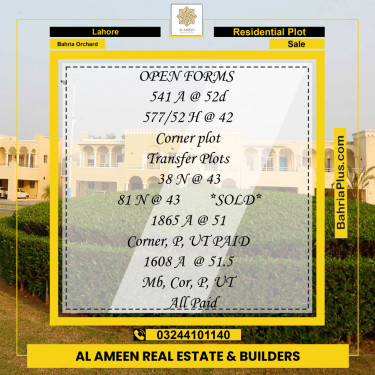 Residential Plot for Sale in Phase 2 - H Block -  Bahria Orchard, Lahore - (BP-160321)