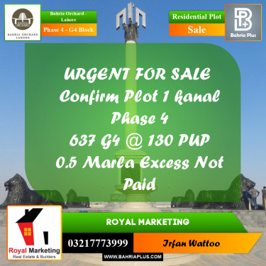 Residential Plot for Sale in Phase 4 - G4 Block -  Bahria Orchard, Lahore - (BP-160324)